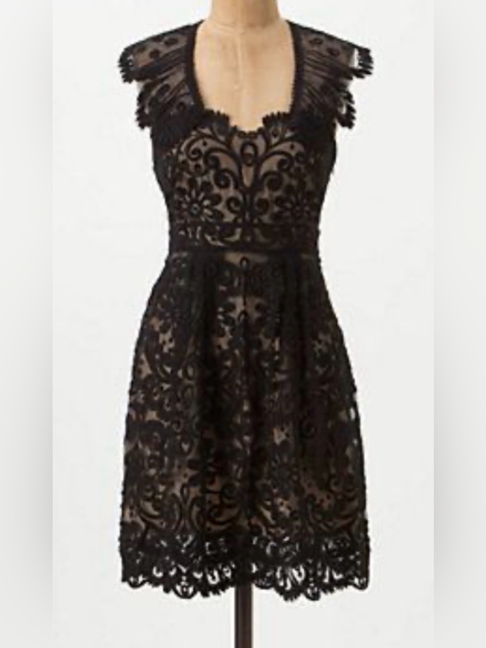 Vintage Anthropologie Yoana Baraschi Black Lace Midi Dress